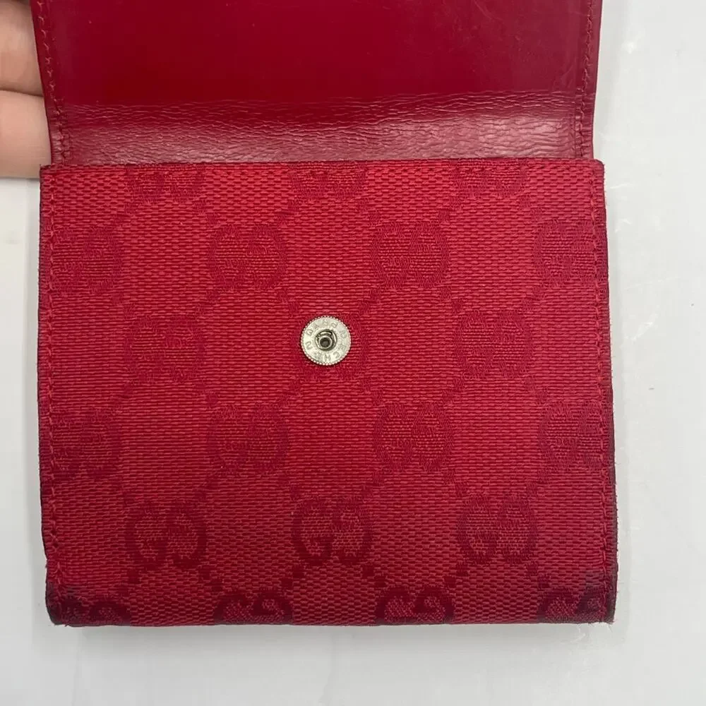 Authentic Gucci Jackie GG Canvas/Leather Compact Wallet Red Silver Closure w/COA - Picture 6 of 15